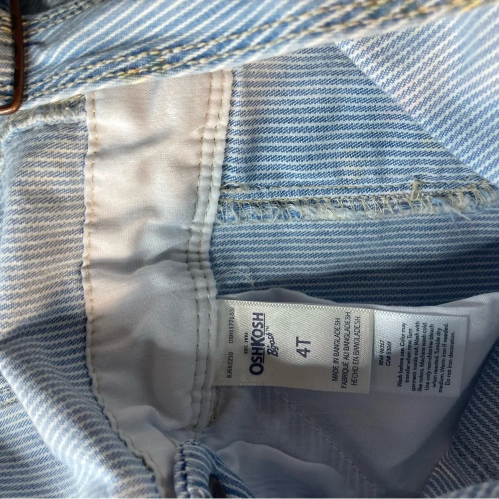 Osh Kosh BGosh vintage girls denim bibs striped floral 4T